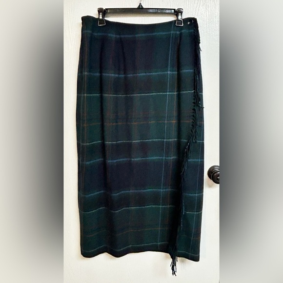 Talbots Skirt Women's 14W Tartan Plaid 100% Wool Long Tribal Native Wrap Skirt - Picture 2 of 7